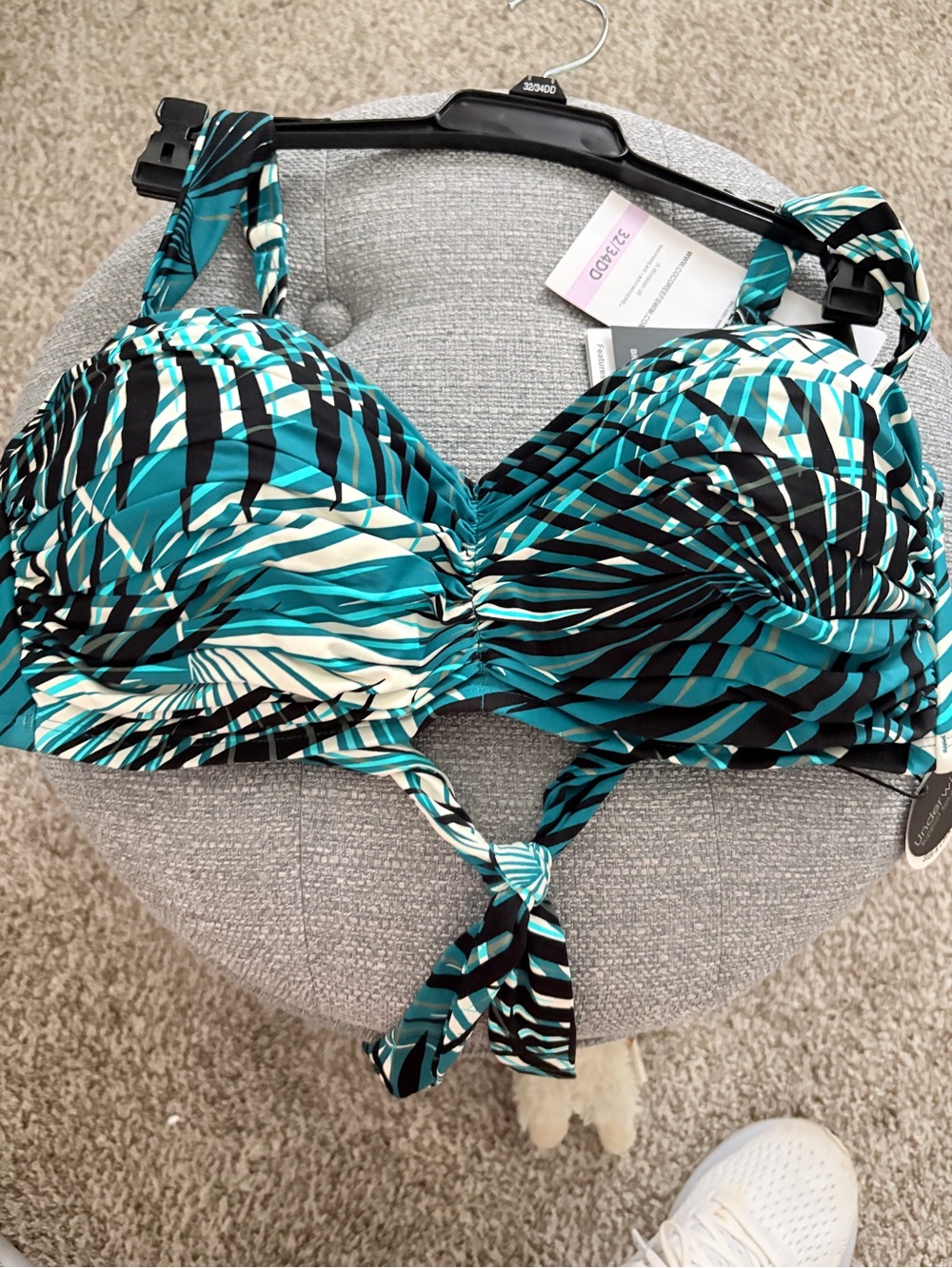 NWT COCO REEF Teal Black and White Patterned Bikini Top